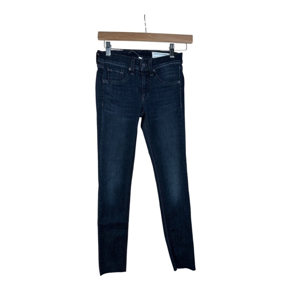 rag‎ & bone Jean Womens Black Skinny Jeans Distressed Hems Size 24